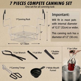Canning Supplies Starter Kit with Rack, Jar Lifter, Tongs, Funnel, Wrench