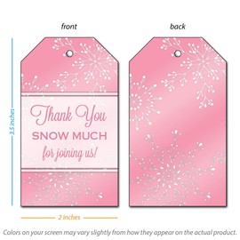 25 Snowflake Favor Tags - Thank You Snow Much - Pink