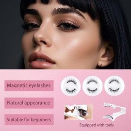 DmDoyy Wiederverwendbares Magnetische Wimpern, 3D Magnetische Wimpern, Magnet Wimpern Set Kein Kleber Nötig Wimpern-magnetisch with Applicator, Für Tägliches Make-up Oder Dating, Hochzeit