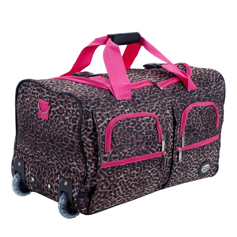Rockland Rolling Duffel Bag, PINK LEOPARD, 22"