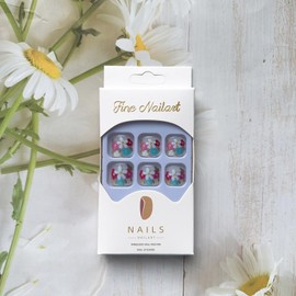 Flower Press on Toenails Short Square Fake Toenails Colorful Small Flowers Design False Toe Nails Full Cover Nude Artificial Glue on Toenails Spring Summer for Stick on Toenails Women Manicure