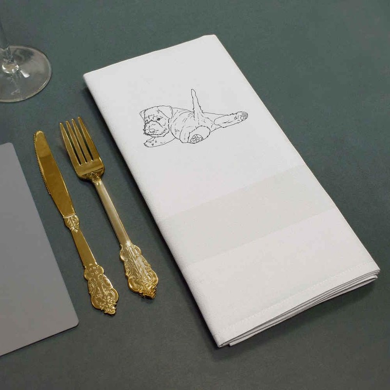'Schnauzer Puppy Relaxing' Cotton Napkin/Dinner Cloth (NK00040071)