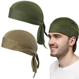 Sports Bandana Cap, Pack of 2, Biker Bandana Cap, Head Scarf for Men and Women, Summer Hat, Cycling Hat, Biker Bandanas, Headscarf Hat, Elasticity, Breathable, Sweat-Wicking, Quick Dry Headwear