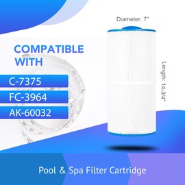 Yoozell Spa Filter Cartridge Compatible with Unicel C-7375, Filbur FC-3964,AK-60032, APCC7500, Pleatco PCD75N, 1019301, 75 sqft Filter Cartridge, 2 Pack