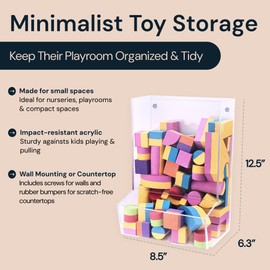 SimplyImagine Hanging Acrylic Toy Dispenser Single Divided for Home Organization and Storage - Clear Hanging Storage Bin Acrylic Organizer Wall Mount