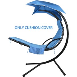 BASANOB Outdoor Hanging Lounge Chair Replacement Cushion Cover and Umbrella Fabric, Patio Curved Chaise Hammock Floating Swing Chair Pads (Cushion Not Included) (Blue)