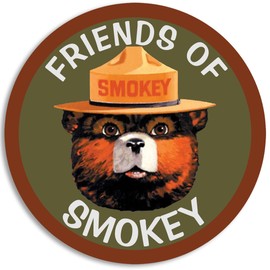 Round Friends of Smokey Sticker (Bear Camp Hike Forest Wildfire Prevention Smoky Vinyl Decal for Cars Truck or laptops (8 inch)