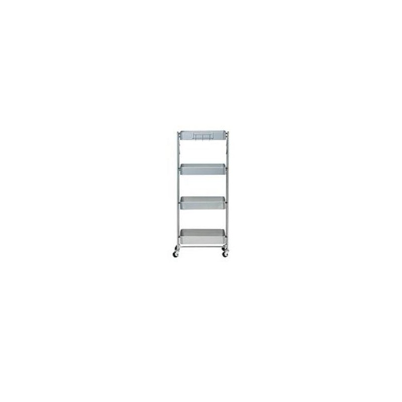 Origami 4 Tier Foldable Powder-Coated Metal Cart with Caster Wheels
