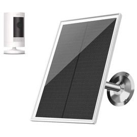 Ring Solar Panel Camera Charger 6W Ring Camera Solar Panel Compatible with Ring Stick Up Cam Battery Outdoor Waterproof Solar Panel with 360°Adiustable Mounting, 9.8ft Cable (White,1 Pack)