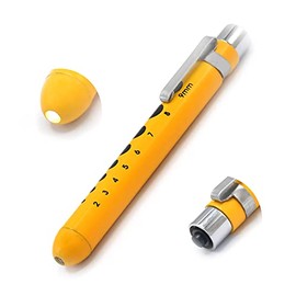 OdontoMed2011 Medical Pen Lights for Nurses Doctors, Reusable LED Medical Penlight Flashlight with Pupil Gauge, White Light, Dark Yellow Color Penlight