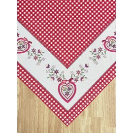 NEO-24 Table / Centre Blanket Country House 75 x 75 cm - Easy-Care Blanket in Country House Style Gingham Check Heart Red