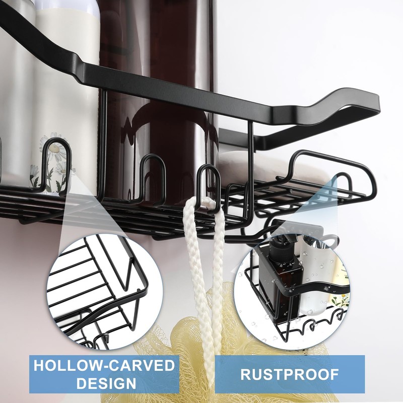 Joqixon Shower Caddy, UPGRADED Extended Length Shower Caddy Over Shower