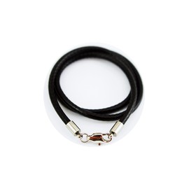 Glory Qin - Cadena de cuerda de piel de alambre de cera de 3 mm de acero inoxidable con cierres de langosta cuadrados, cadena de cuerda de 16 a 28 pulgadas (negro, 16 pulgadas)