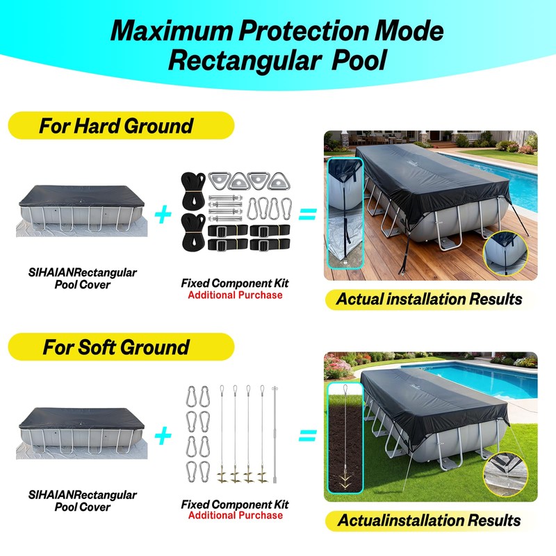 SIHAIAN 12x18Ft Oval Pool Cover with Side Storage for Oval