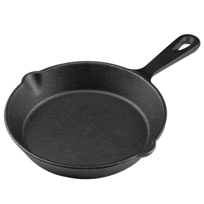MOZUVE 6 Inch Cast Iron Skillet, Frying Pan with Drip-Spouts,