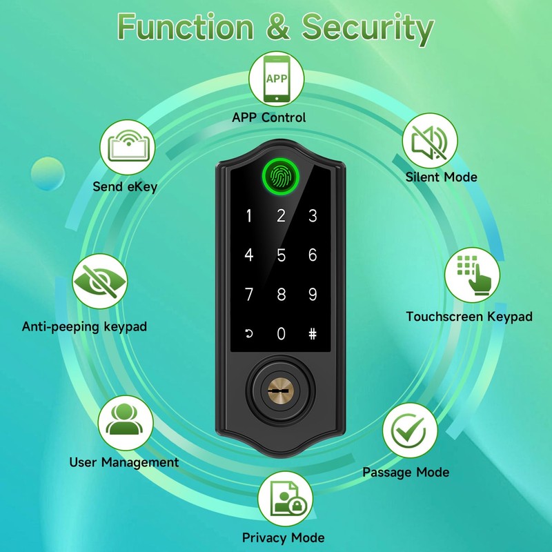 Harfo Fingerprint Smart Door Locks with Handles, App Control, Keyless