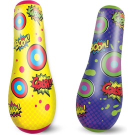 2 Pack Inflatable Bopper, 47 Inches Kids Punching Bag with Bounce-Back Action, Inflatable Punching Bag for Kids Presents