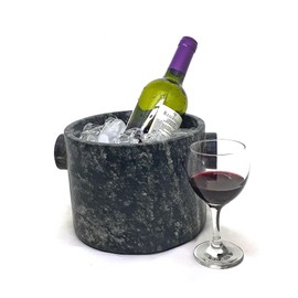 Cookstone soapstone ice bucket with lid | 3.8 quarts | Fits 4 cans or 1 bottle of wine or champagne