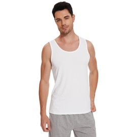 WiWi Viscose from Bamboo Men's Tank T-Shirt Soft Crewneck Undershirts Moisture Wicking Sleeveless Tanks S-XXL, Raw White, Large