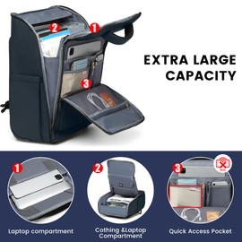 GOTECH Rolling Backpack, Waterproof Backpack with Wheels for Business Commuter, Carry on Backpack with Laptop Compartment, Fit 15.6 Inch Laptop, Wheeled Backpack for Adults