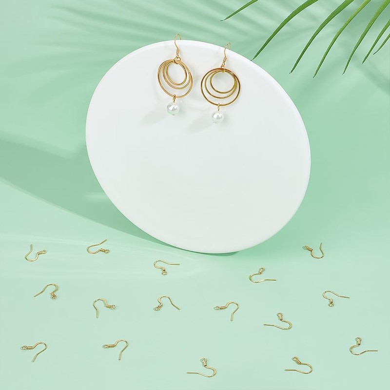 UNICRAFTALE About 100Pcs Real 18K Gold Plated Earring Hooks Stainless