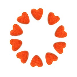 Heart Shape Felt Wool Beads Balls Pom Pom Handmade DIY for Craft Dream Catcher Baby Mobile Pompom Home Decor Nursery Party Props (Orange 30mm 10pcs)
