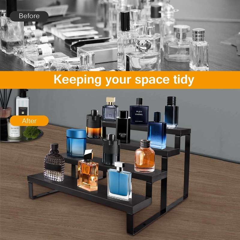 Wood Cologne Organizer for Men,12 Inch 4 Tier Cologne Stand