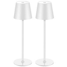 BGFHome 2Pack Cordless Table Lamp LED Desk Lamp,5000mAh Rechargeable Touch Night Light Wireless Minimalist Design for Couple Dinner/Restaurant/Bedroom/Bars/Outdoor Party/Camping/Coffee Shop（White