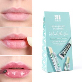 BELWEDER Aloe Vera Ritual Lip Care & Beauty Set - 3.5 g 2 in 1 Exfoliating and Nourishing Exfoliating Stick + 7 ml Magic Moisturising Fluid Balm + 3.5 g Balm Stick and Regenerating Protection