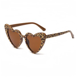 WDZAYXC Polarised Heart Sunglasses Vintage Cat Eyes Glasses Love Heart Shape Sunglasses Heart Glasses UV400 Protection, Leopard/Brown