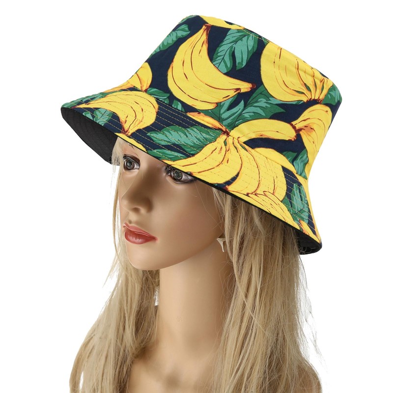 Joylife Fruit Print Bucket Hat Banana Pattern Fisherman Hats Summer
