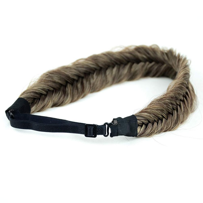BOBIYA Wide Fishtail Synthetic Hair Braids Headband, Classic Braided Headband,