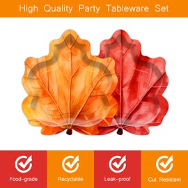 Aysimple 48Pcs Thanksgiving Paper Plates Maple Leaf Shaped Disposable Plates Fall Leaves Harvest Market Party SuppliesTableware for Autumn Harvest Dinner Kitchen Holiday Party Decor 2 Styles