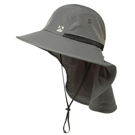TOP-EX XL/XXL Waterproof Sun Hat Men's Wide Brim Sun Protection Hat Outdoor Trekking Hat with Neck Protection Safari Summer Hat Foldable, 94599_Grey