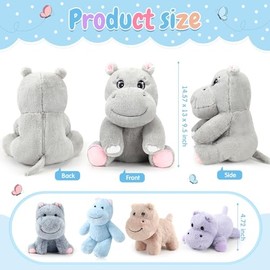 HyDren 5 Pieces Hippo Plush Toys Set Mom Hippo Stuffed Animals with 4 Baby Hippo Plushies in Her Tummy Soft Cute Graduation Birthday Gifts for Boys and Girls Hippo Lovers, As Shown in the Picture