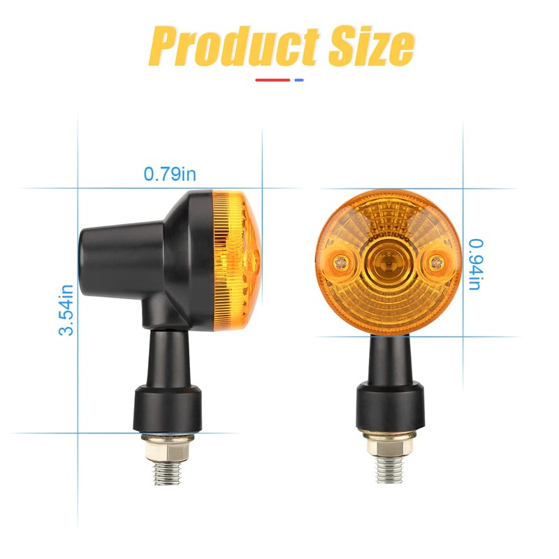 Motorcycle Round Turn Signal Lights, 4PCS 12V LED Bulbs Blinker