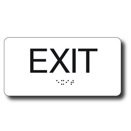 ADA Compliant Sign with Braille (6" x 3" Exit, White)