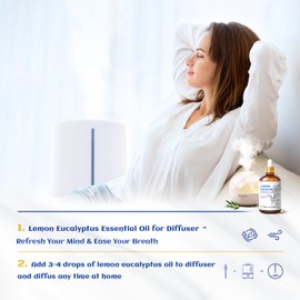 HIQILI HIQILI Lemon Eucalyptus Oil, for Spary, Diffuser, Indoors, Outdoors, Garden, Yard, 100% Pure Natural - 3.38 Fl Oz