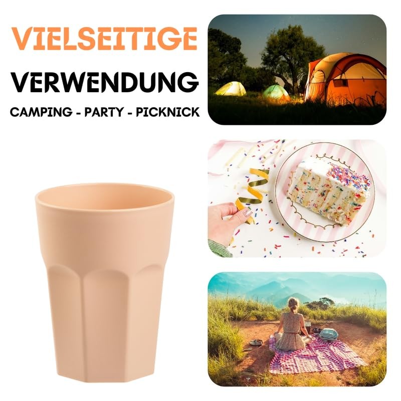 ENGELLAND - 5 x Plastic Cups Apricot Pastel Colours 400ml