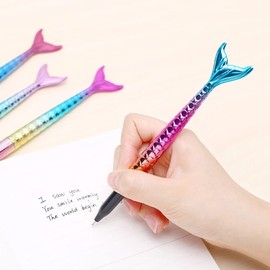 KiKiHong Pack of 8 Mermaid Ballpoint Pens Fishtail Pen Mermaid Pen Gift for School Office Supplies, Writing, Decorating, Office School Kids Gift Stationery