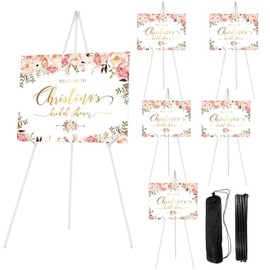 EWOID 6PCS White Easel Stand for Wedding Sign Stand, 65 Inch Adjustable Metal Easels for Display, Portable Folding Easel for Wedding, Display Show, Arts, Poster with Portable Bags