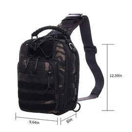 VOTAGOO ANTARCTICA Tactical Sling Bag Pack Rover Shoulder Bag Molle Assault Range Bag Backpack 1050D - Color: Big-dark Camouflage- 9.64*6*12.59 Inch