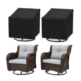 Baner Garden Patio Chair Covers 2 Pack, Outdoor Chair Covers Waterproof 600D Heavy Duty, All-Weather Patio Furniture Covers for Outdoor Swivel Chairs, Lawn Wicker Sofas & Rocking Chairs, Black