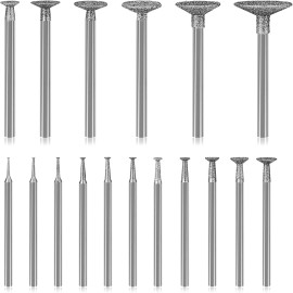 HOMEIDOL Stone Carving Set Diamond Burr Bits Compatible With Dremel 17pcs Polishing Kits
