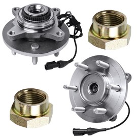 Detroit Axle 515043 Front Wheel Hub and Bearing Assembly w/CV Spindle Nuts for Ford F-150, Lincoln Mark LT, 4x4 (4pc Set) (Column 1, w/ 6 Studs, Built from 11/29/04)