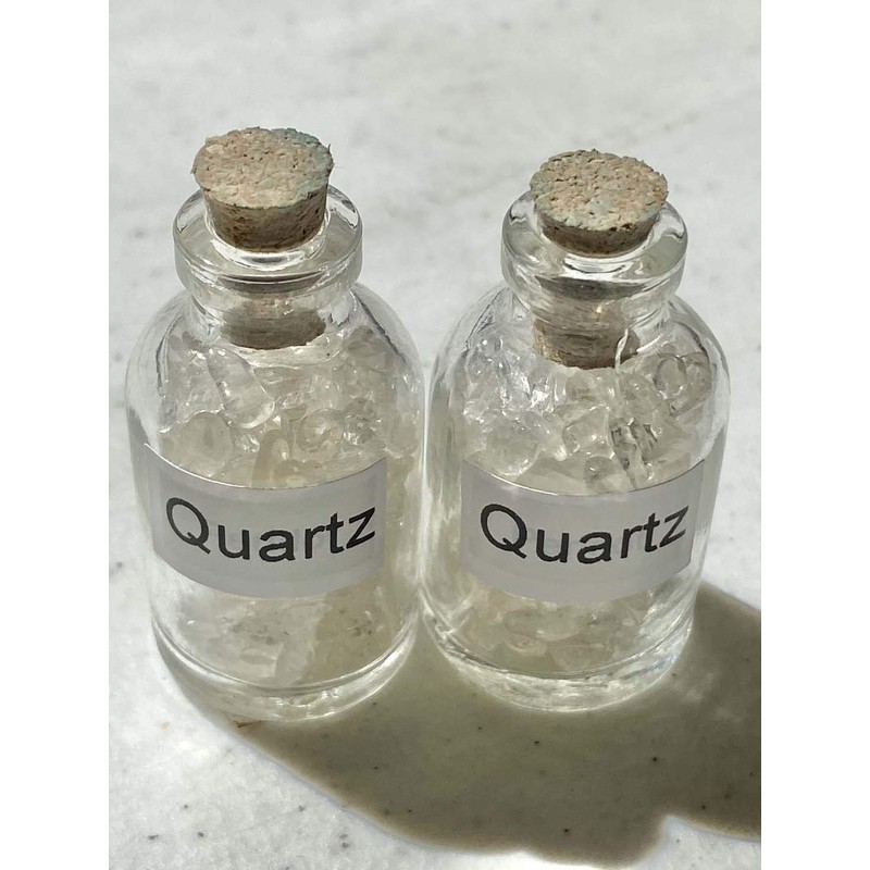  Crystal Clear Quartz Crystal Mini Gemstone Bottles, Many Different