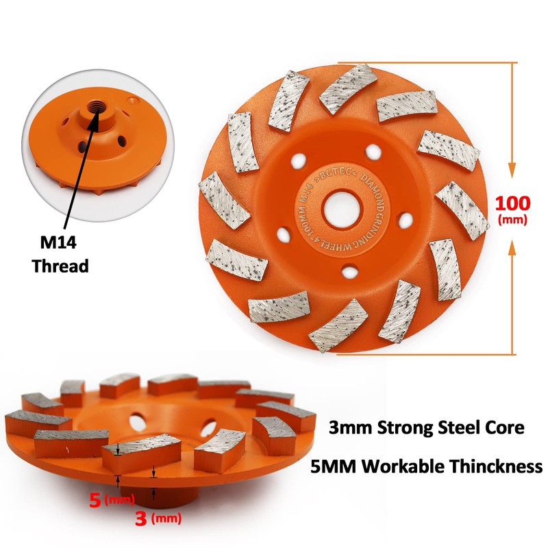 BGTEC Diamond Turbo Row Grinding Cup Wheel for Marble Concrete