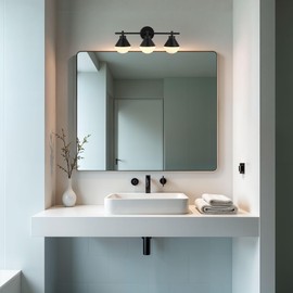 Kenroy Home Modern Schoolhouse 3-Light Wall Light, Black for Bathroom or Vanity