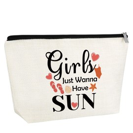 Gfhzdmf Summer Vacation Gift Makeup Bag Summer Vacation Survival Kit Sunshine Beach Trip Gifts Nature Lover Gifts Cosmetic Bag Weekend Away Gift Travel Pouch