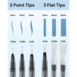 JusArt Water Brush Set of 6, Small, Medium, Large Water Brush Pens, Watercolor Brushes, Leak-Proof, Refillable, Watercolor Pens for Acrylic & Gouache Painting, Suitable for Artists, Beginners, and